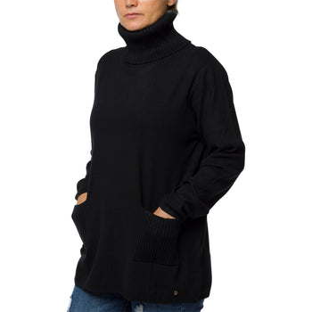 Pullover a collo alto nero da donna con taschini Swish Jeans, Abbigliamento Donna, SKU c811000129, Immagine 0